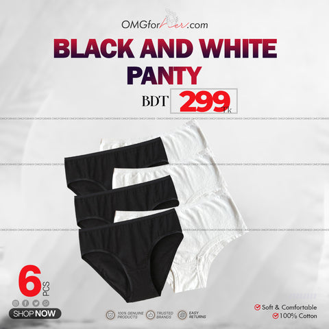 6 PC'S BLACK + WHITE  WOMEN SEXY PANTIES SOFT UNDERWEAR