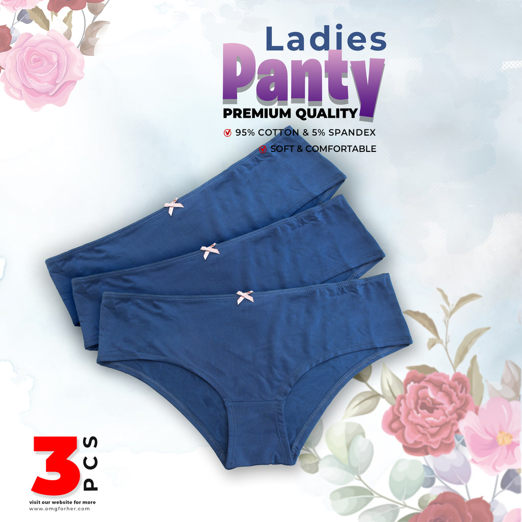 Premium Quality Ladies Panty (Bluish Cyan) 3 Pcs – OMGforHer